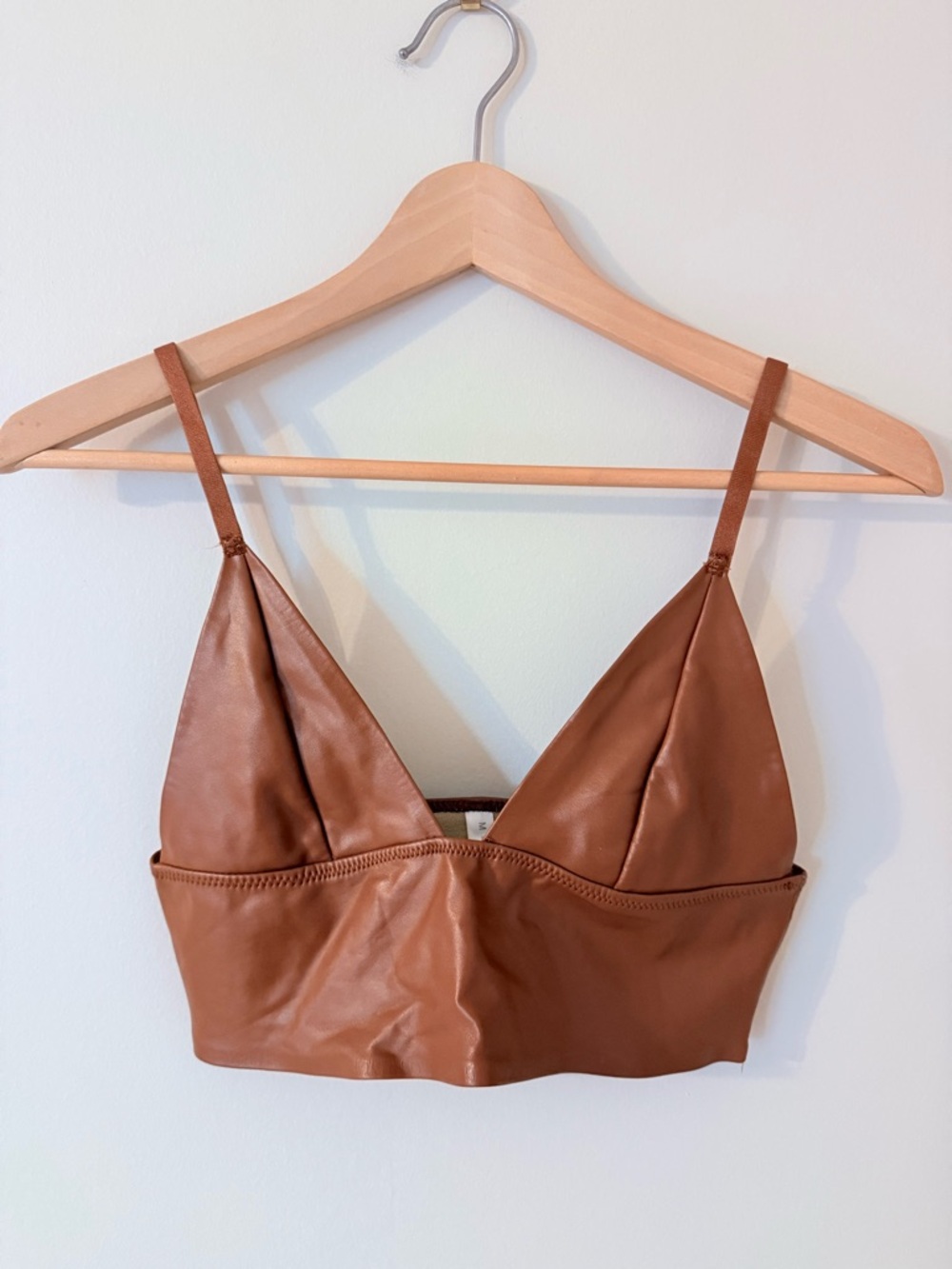 Camel Brown Faux Leather Bralette